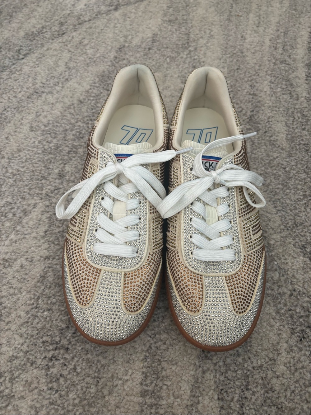 Back 70 Crystal-Studded Metallic Lace-Up Sneakers - Women's Gold and silver - Picture 6 of 7